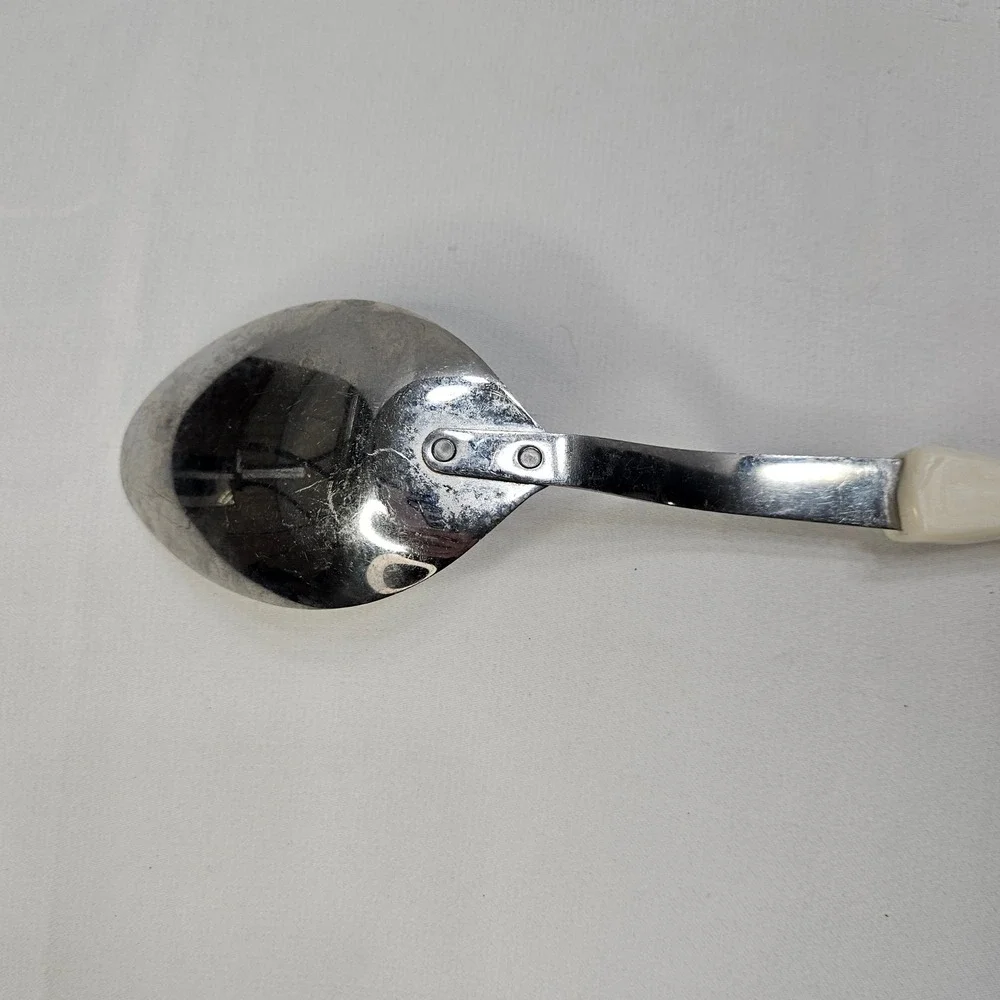 Cutco 17 KD Serving Spoon Pearl White Handle Stainless Steel USA Made‎